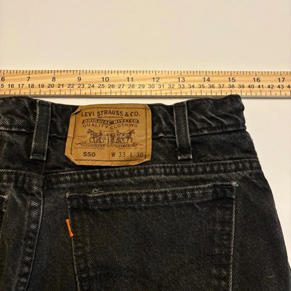 Levi's 550 Jeans Mens 33 Black Relaxed Fit Tapered Orange Tab USA Vintage 90s